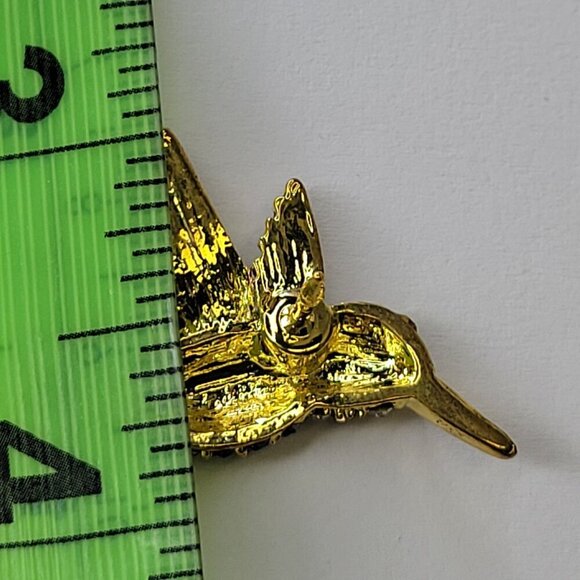 Hummingbird Brooch Pin Green Rhinestone Hummingbird Pin Glitter Small Brooch Pin - Picture 5 of 8